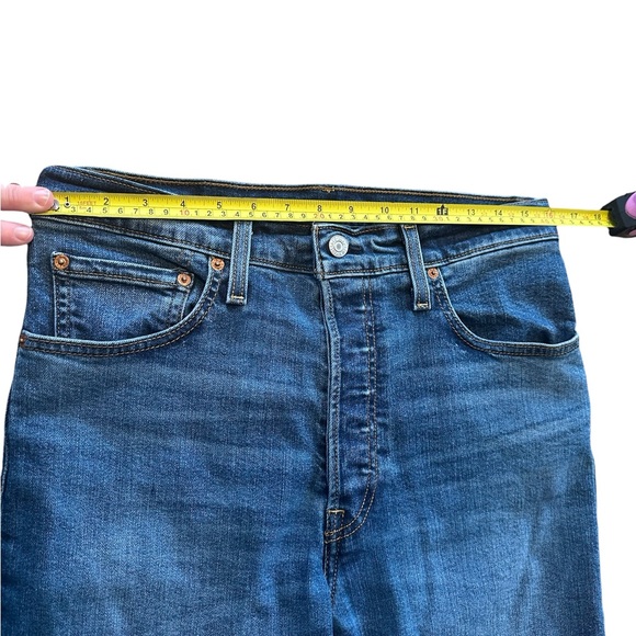 Levi’s Ribcage Straight Ankle Jeans 31x 26 High Rise Button Fly Stretchy Blue - Picture 5 of 11